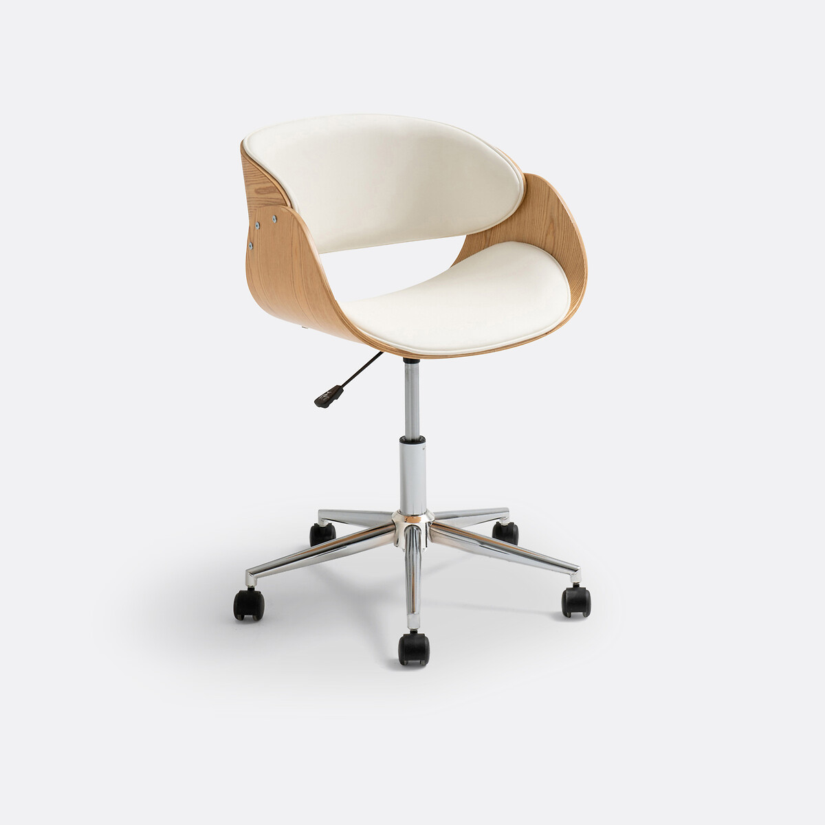 Fauteuil Zoran La Redoute Intérieurs avec coque plaquée, assise rembourrée et roulettes