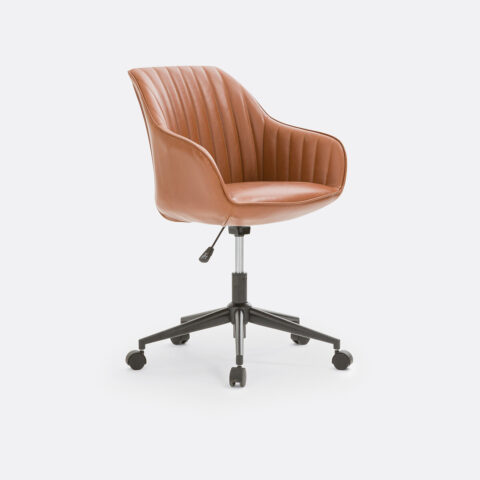 Fauteuil de bureau Hiba avec accoudoirs, coussins matelassés et roulettes