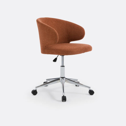 Fauteuil de bureau Elga en velours texturé avec accoudoirs et roulettes chromées