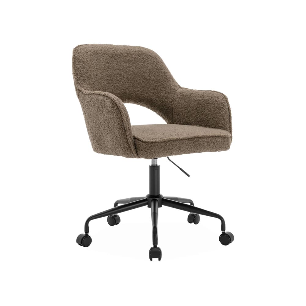 Chaise de bureau sweeek Jim en bouclette taupe avec piètement noir — vue 2