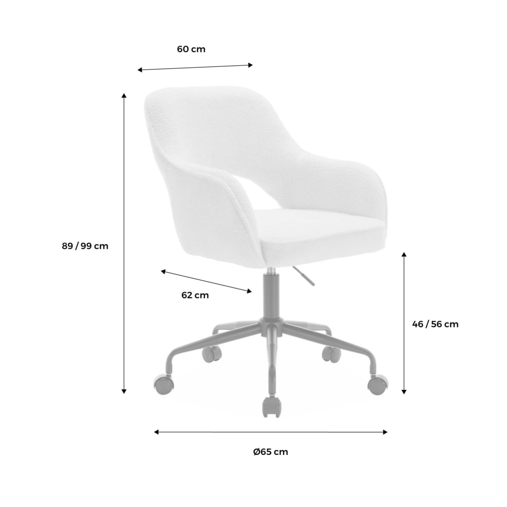 Chaise de bureau sweeek Jim en bouclette taupe avec piètement noir — vue 6