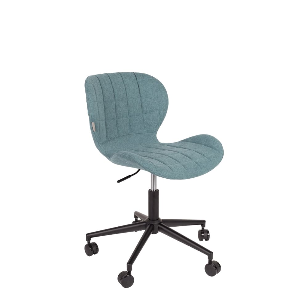 Chaise de bureau Zuiver OMG bleue avec assise matelassée et piètement noir