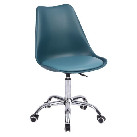Chaise de bureau Happy Garden ANNE bleue avec coque enveloppante et roulettes