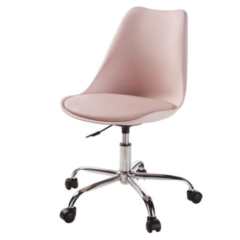 Chaise Bristol Maisons du Monde rose avec roulettes et assise réglable