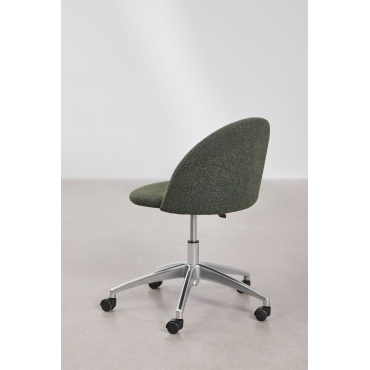 Chaise de bureau Kana Sklum en tissu bouclé vert army, sur roulettes — vue 6