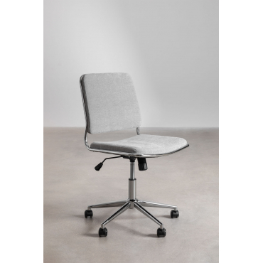 Chaise de bureau Veiga Sklum en tissu gris clair avec roulettes et dossier rembourré — vue 4