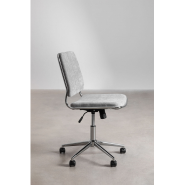 Chaise de bureau Veiga Sklum en tissu gris clair avec roulettes et dossier rembourré — vue 5