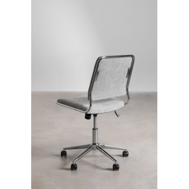 Chaise de bureau Veiga Sklum en tissu gris clair avec roulettes et dossier rembourré — vue 6
