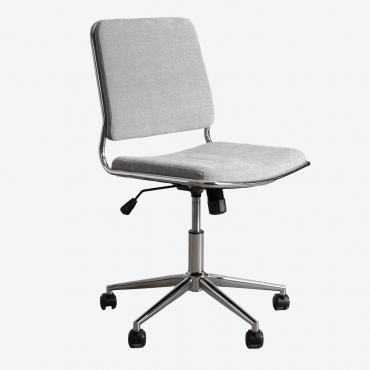 Chaise de bureau Veiga Sklum en tissu gris clair avec roulettes et dossier rembourré