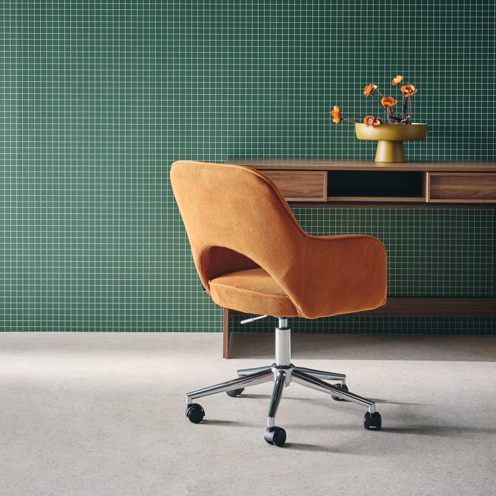 Chaise de bureau sweeek Jim en velours côtelé camel et piétement chromé — vue 2