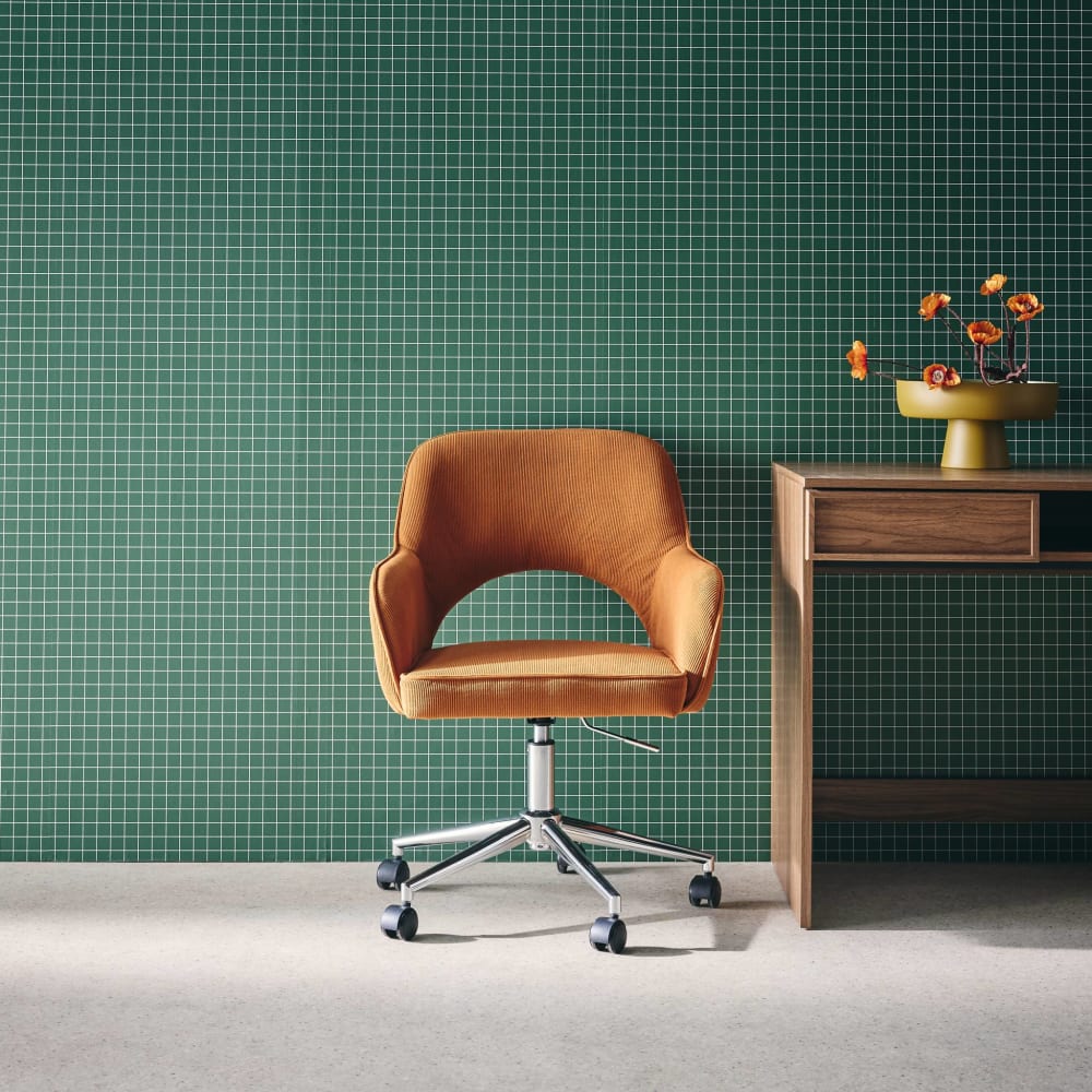 Chaise de bureau sweeek Jim en velours côtelé camel et piétement chromé — vue 3