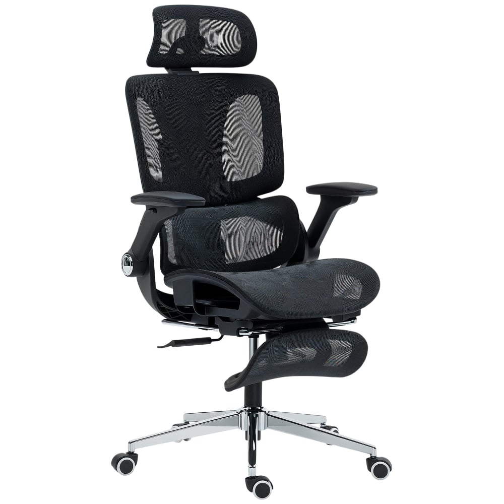 Chaise de bureau Homcom noire avec maille, appui-tête et repose-pieds réglables