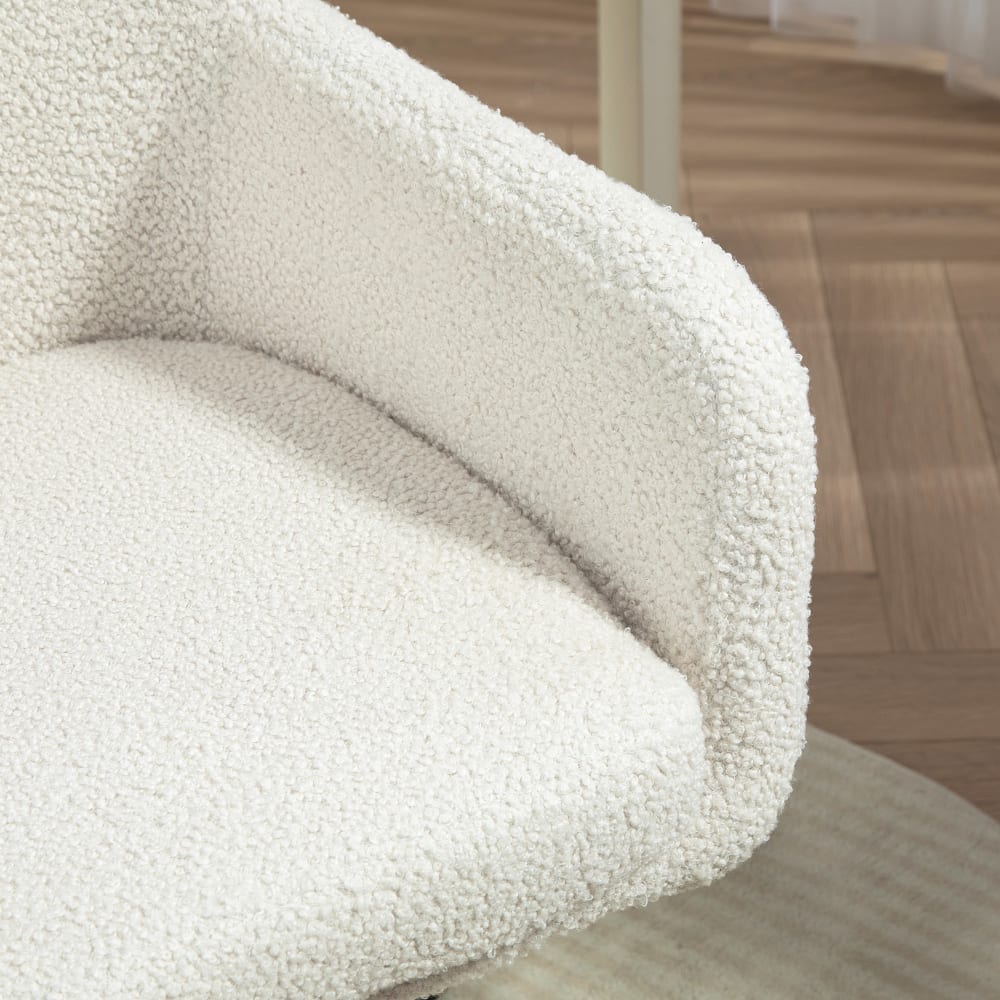 Chaise de bureau Homcom crème en velours teddy avec accoudoirs et roulettes — vue 5
