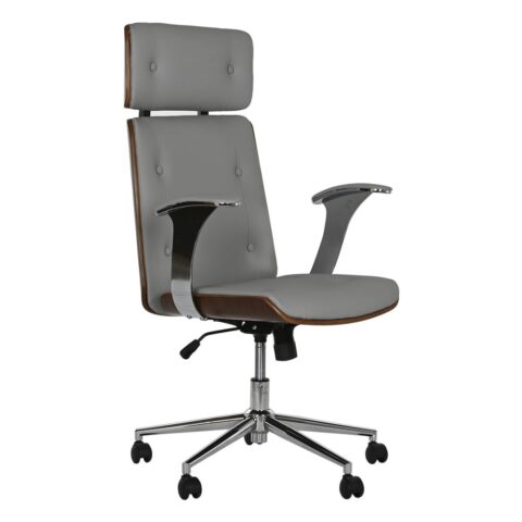 Chaise de bureau NIYLO en bois gris, polyester et roulettes