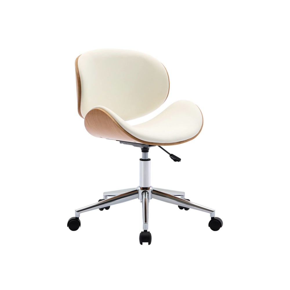 Chaise de bureau sweeek blanche à coque en bois courbé et roulettes — vue 2