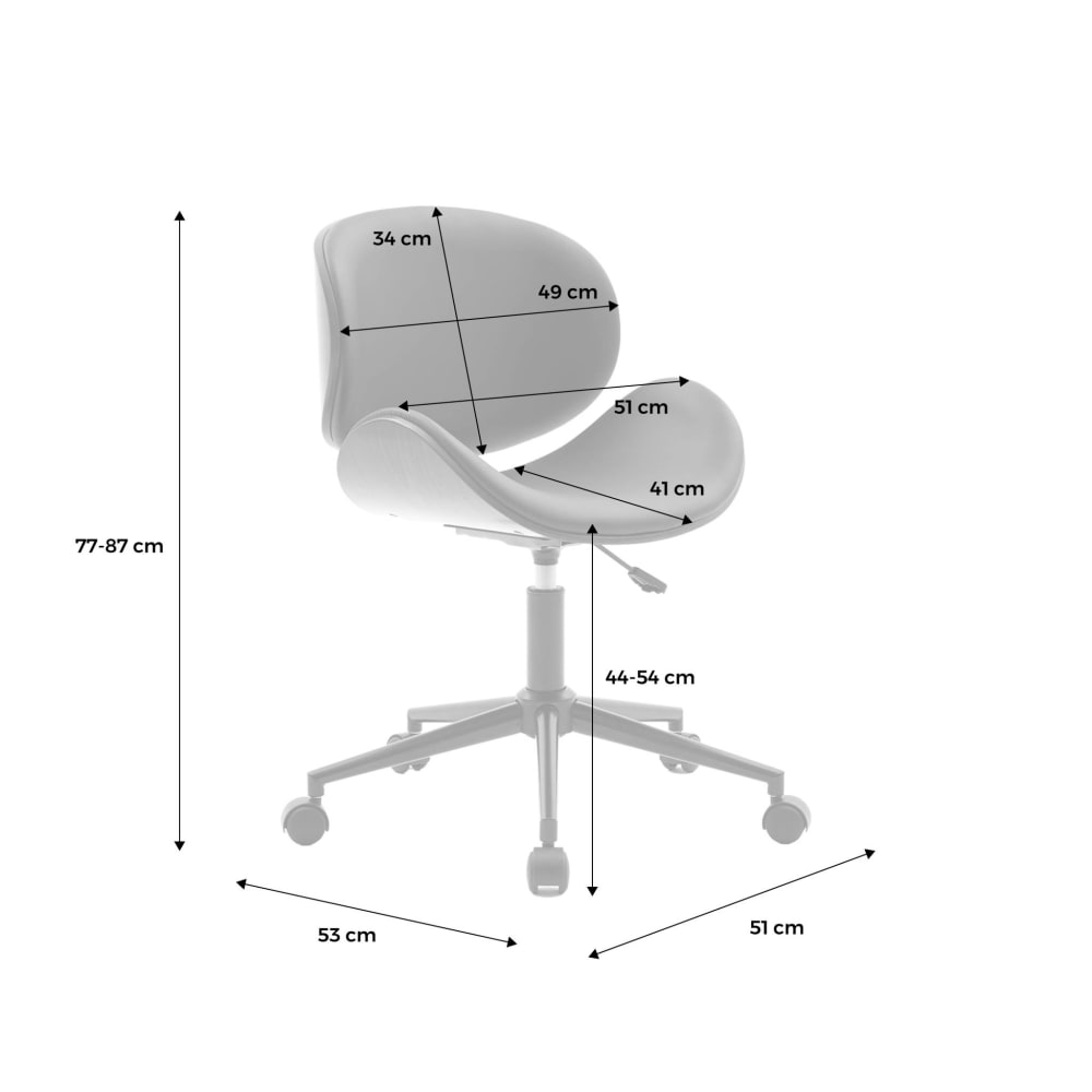 Chaise de bureau sweeek blanche à coque en bois courbé et roulettes — vue 5