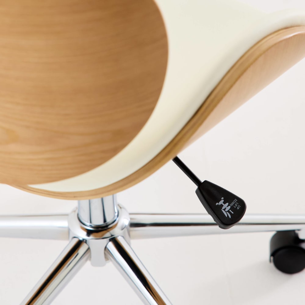 Chaise de bureau sweeek blanche à coque en bois courbé et roulettes — vue 7
