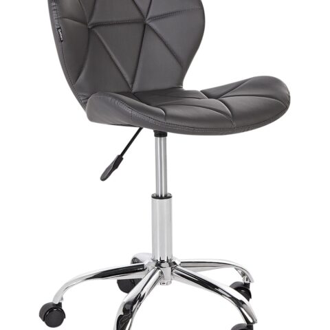 Chaise de bureau Beliani en cuir PU gris graphite, assise rembourrée et dossier