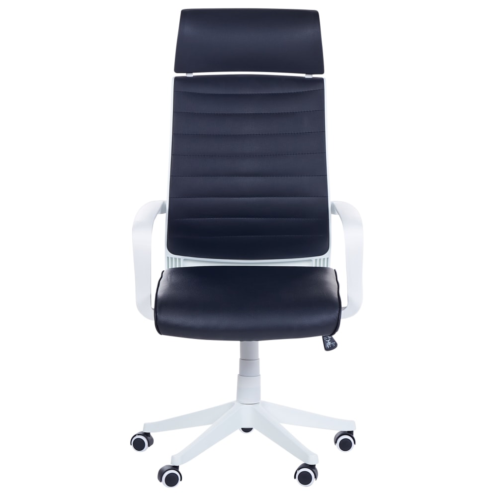 Chaise de bureau Beliani noire en cuir PU avec dossier haut et roulettes — vue 3