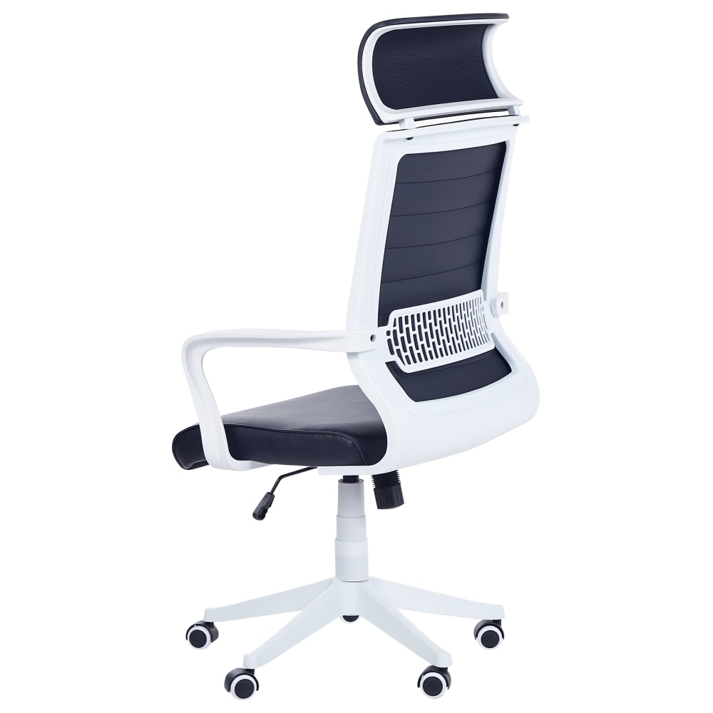 Chaise de bureau Beliani noire en cuir PU avec dossier haut et roulettes — vue 4