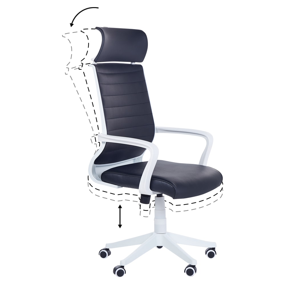 Chaise de bureau Beliani noire en cuir PU avec dossier haut et roulettes — vue 5