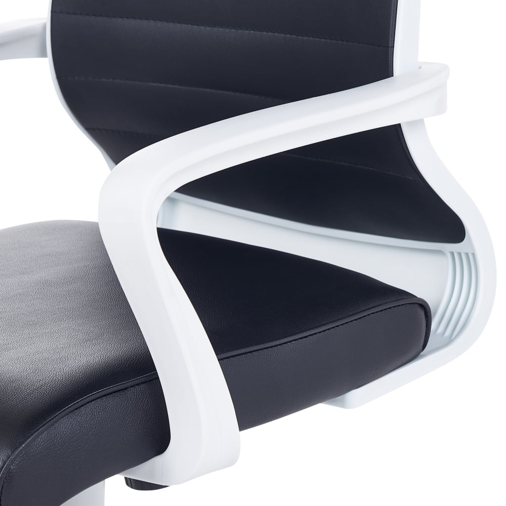 Chaise de bureau Beliani noire en cuir PU avec dossier haut et roulettes — vue 7