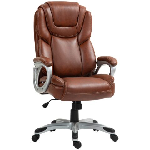 Chaise de bureau Homcom marron à dossier haut avec assise rembourrée et accoudoirs