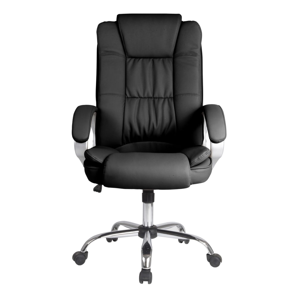 fauteuil de bureau HOMN noir en simili cuir, base étoile chromée — vue 2