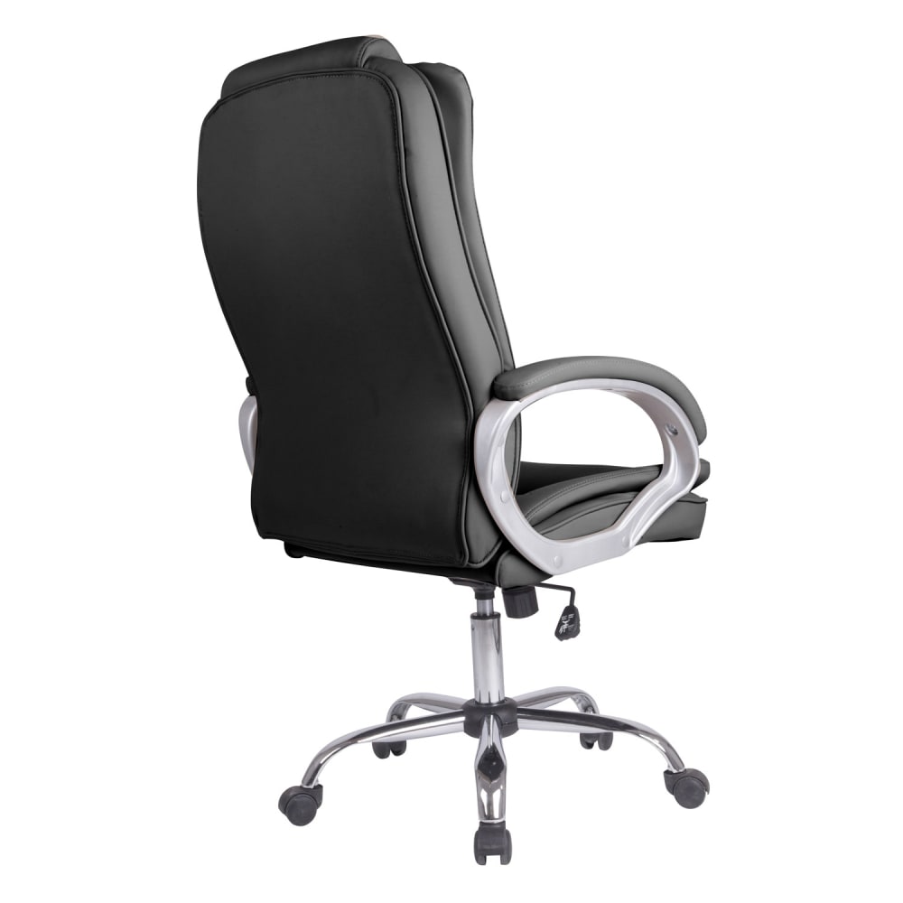 fauteuil de bureau HOMN noir en simili cuir, base étoile chromée — vue 3
