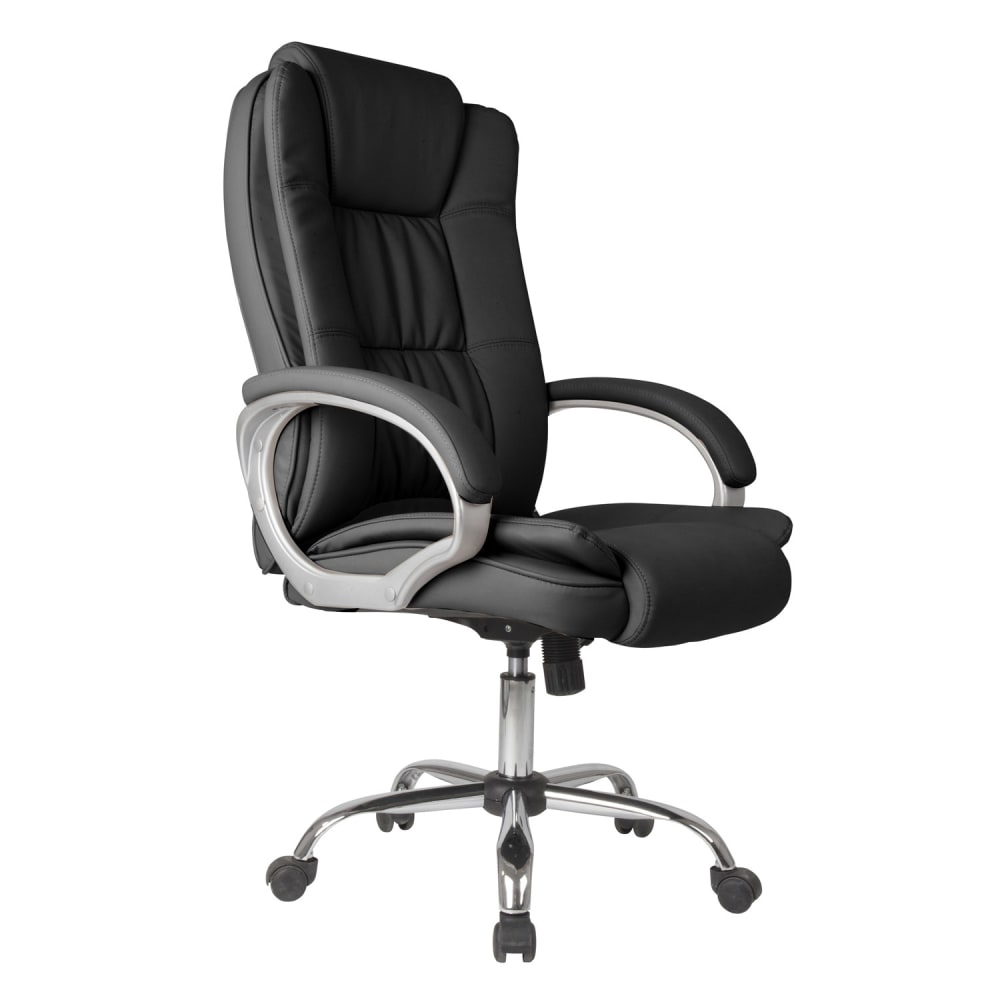 fauteuil de bureau HOMN noir en simili cuir, base étoile chromée