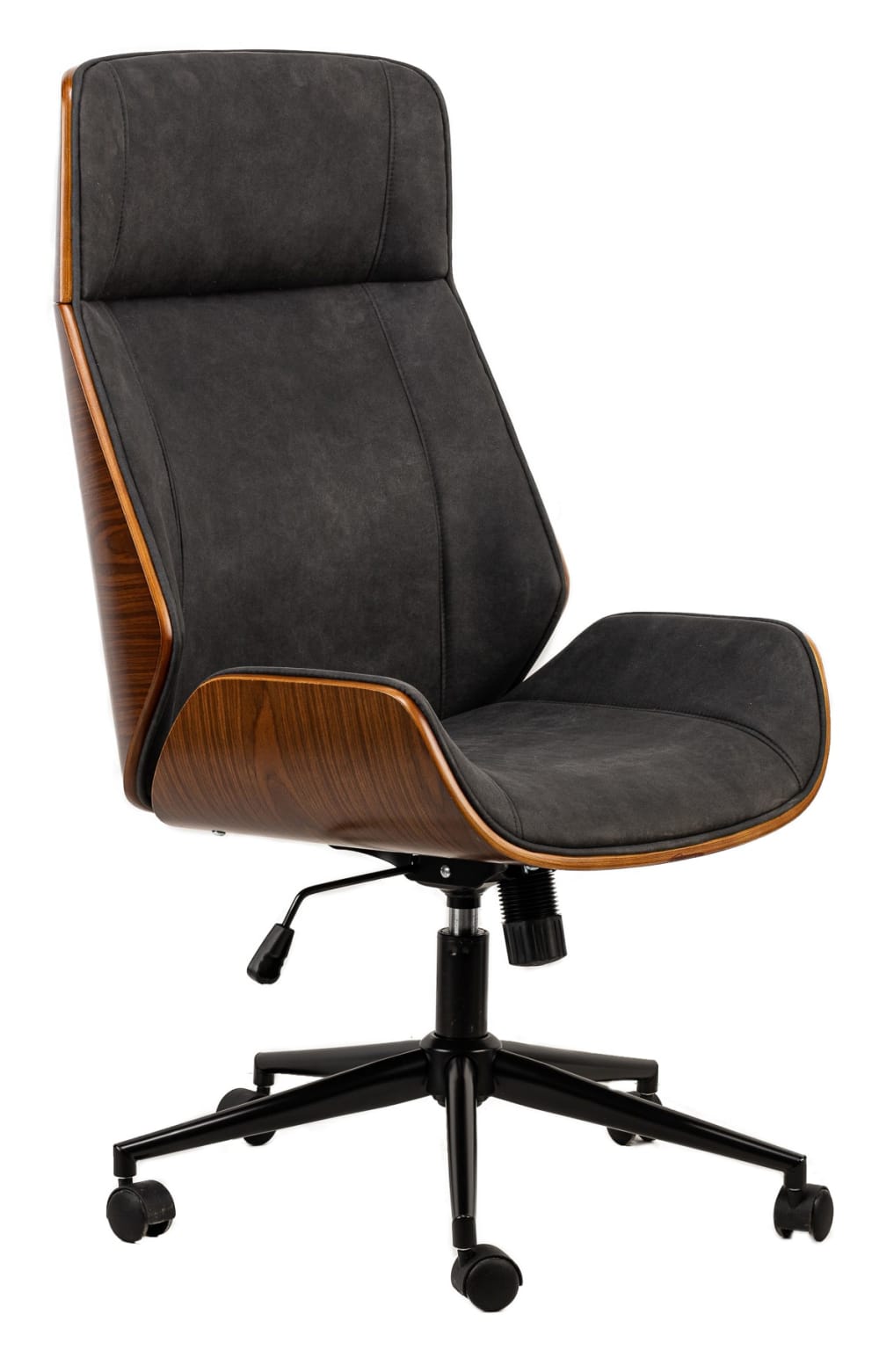Chaise de bureau Nordlys en bois avec assise en simili noir — vue 2