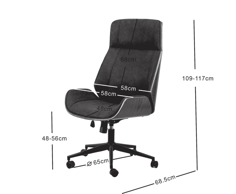 Chaise de bureau Nordlys en bois avec assise en simili noir — vue 5