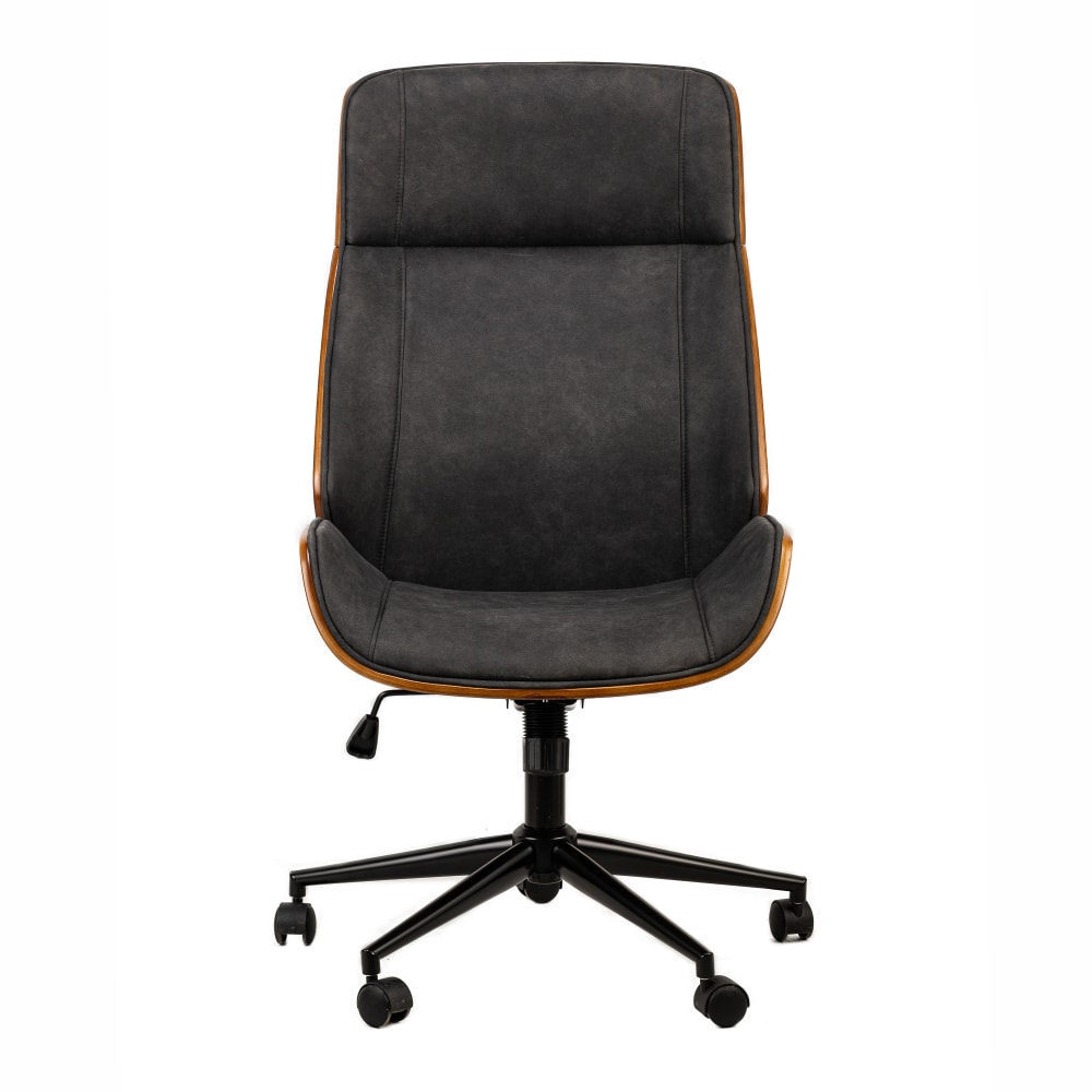 Chaise de bureau Nordlys en bois avec assise en simili noir — vue 6