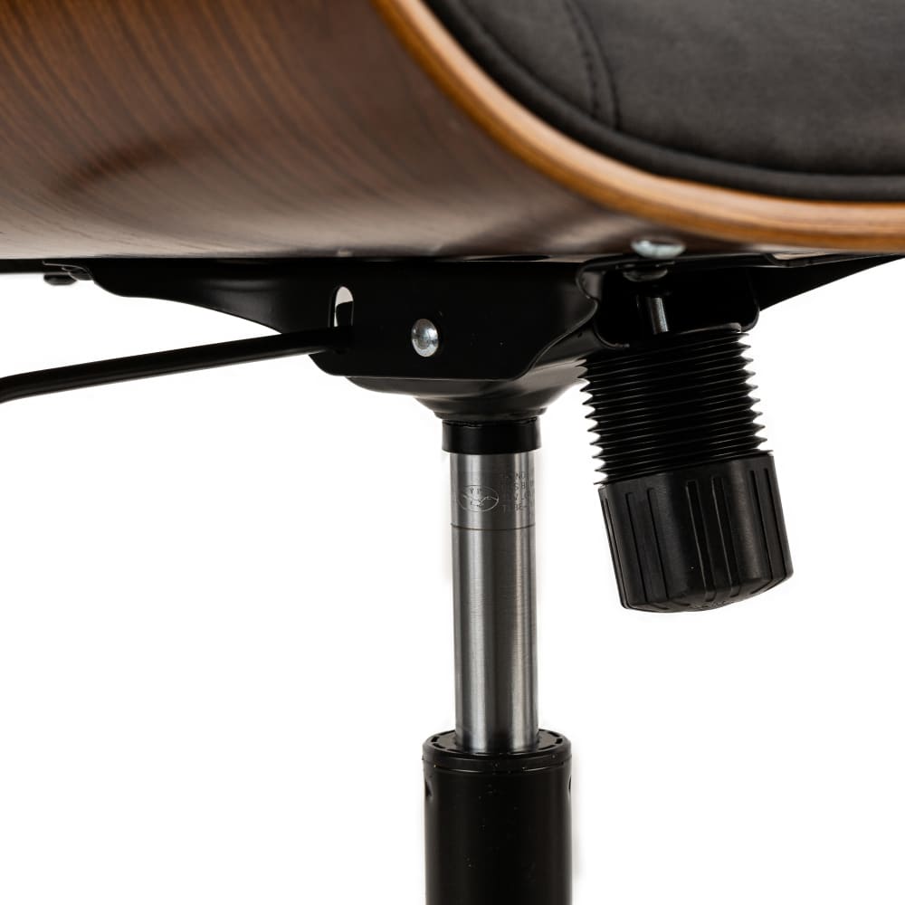 Chaise de bureau Nordlys en bois avec assise en simili noir — vue 8