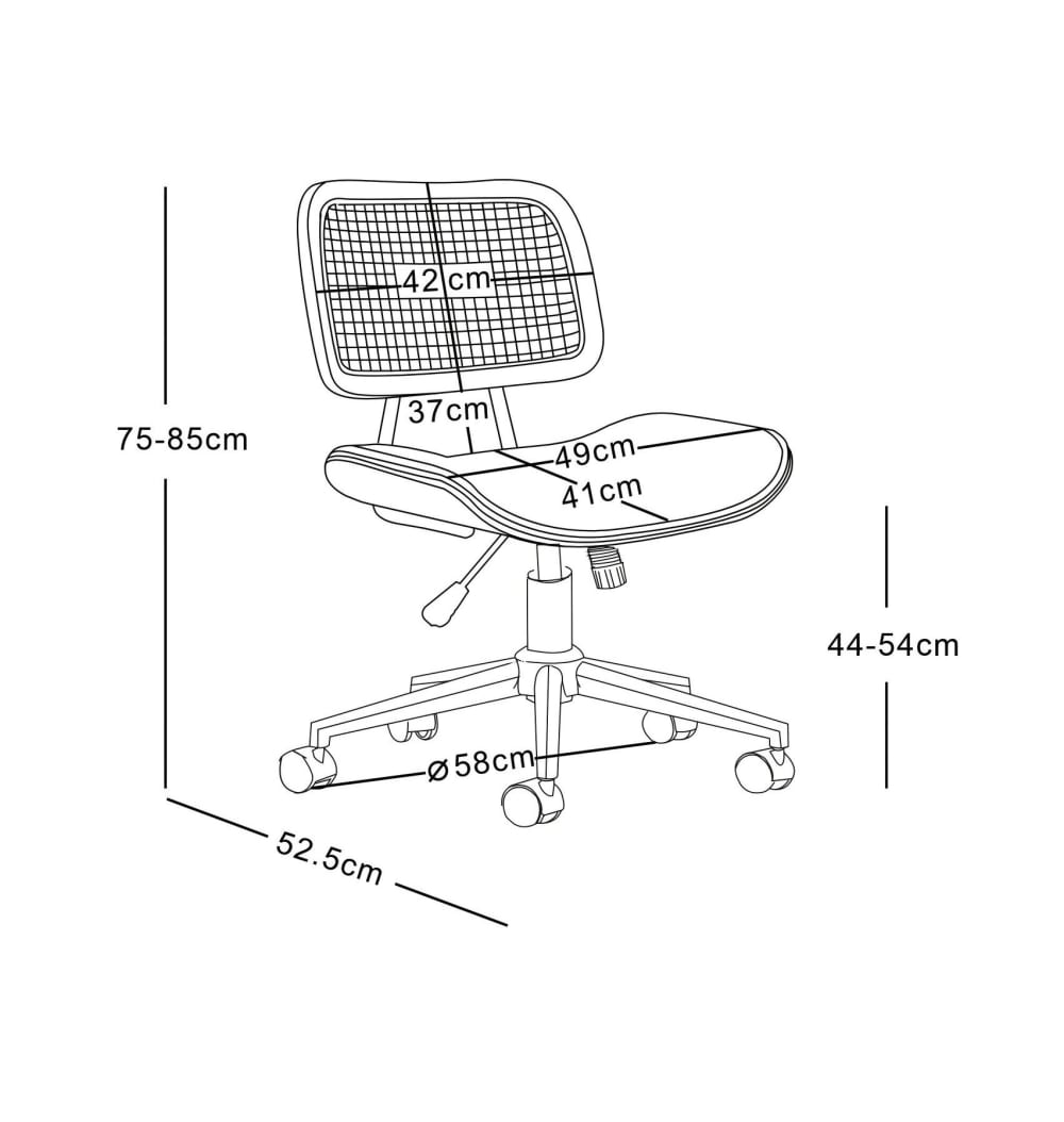 Chaise de bureau Nordlys HERNING noire avec dossier en cannage et pieds métalliques — vue 5