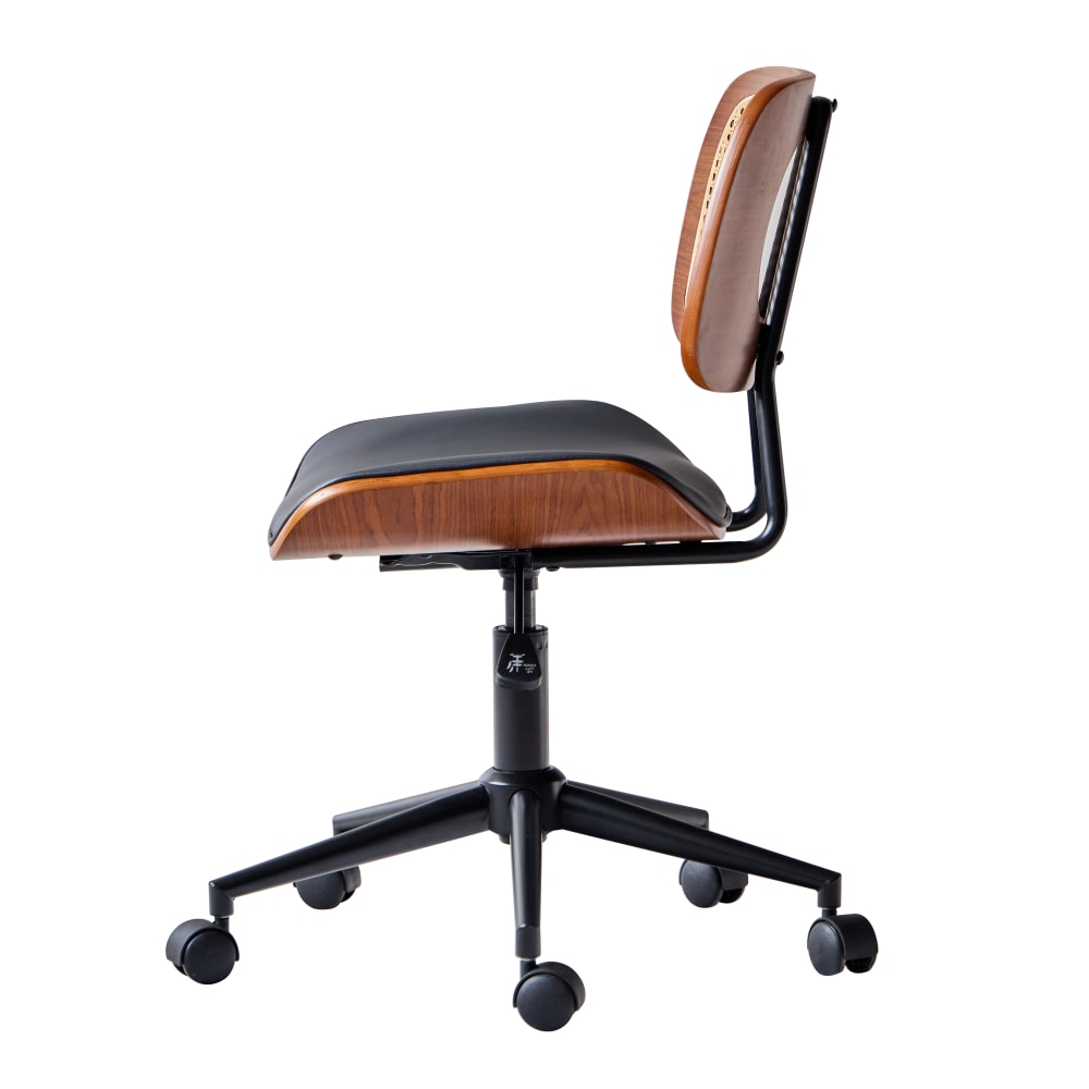 Chaise de bureau Nordlys HERNING noire avec dossier en cannage et pieds métalliques — vue 8