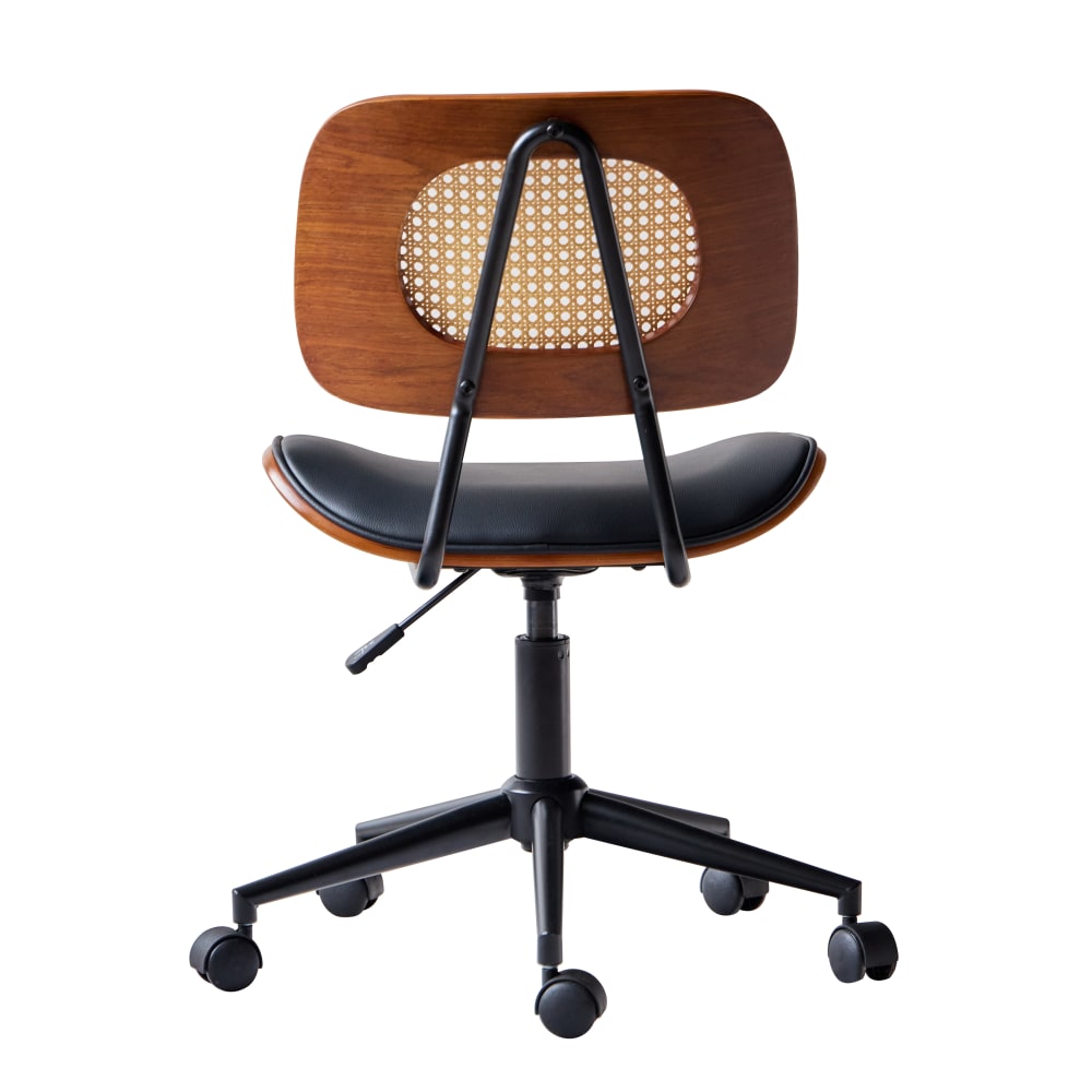Chaise de bureau Nordlys HERNING noire avec dossier en cannage et pieds métalliques — vue 9