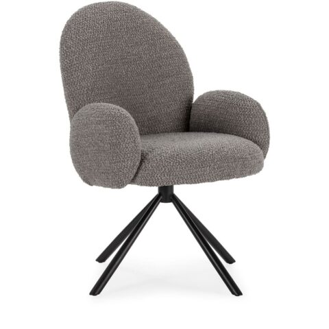 Chaise de bureau Drawer Douro en bouclette grise avec piètement métallique