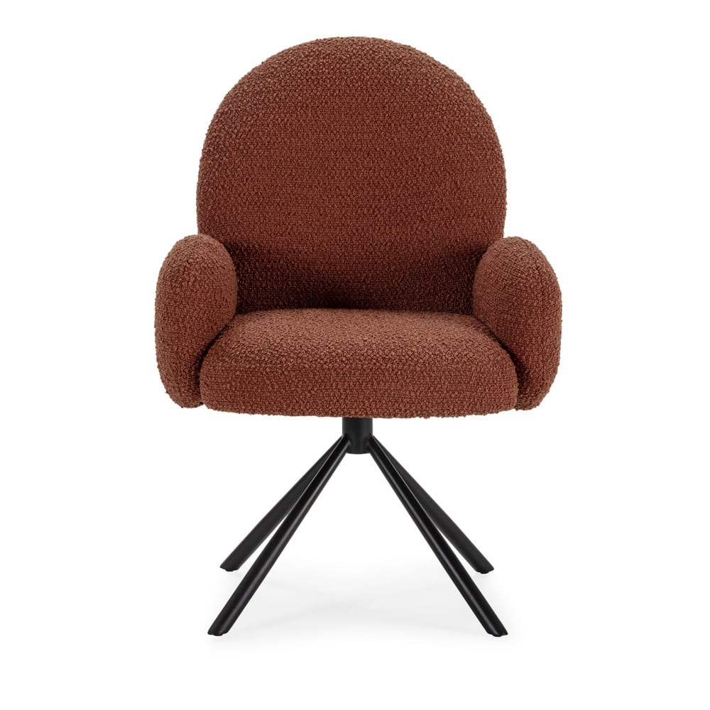 Chaise de bureau Douro en tissu bouclette rouille avec accoudoirs et piètement métal — vue 3