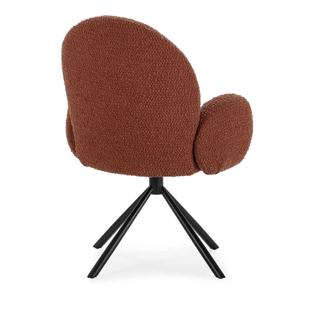 Chaise de bureau Douro en tissu bouclette rouille avec accoudoirs et piètement métal — vue 5