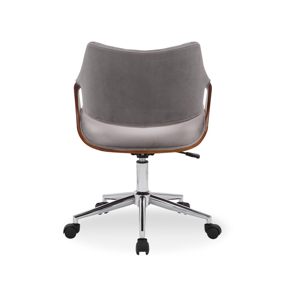 Chaise de bureau MSO en velours gris avec finition aspect noyer et pieds en acier — vue 4