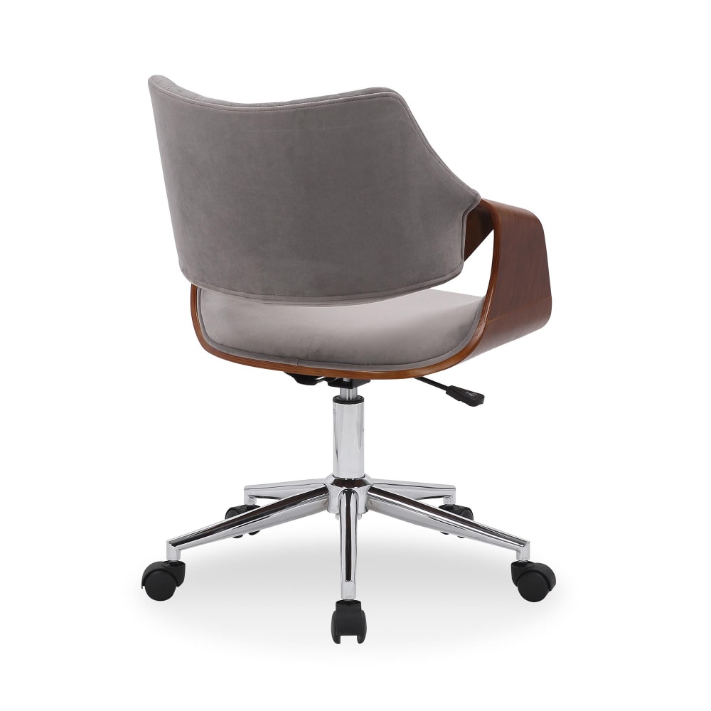 Chaise de bureau MSO en velours gris avec finition aspect noyer et pieds en acier — vue 5