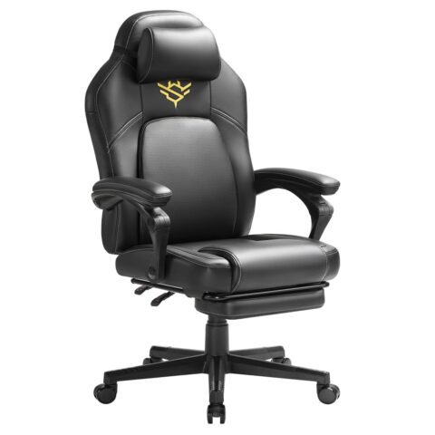 Chaise de bureau ergonomique SONGMICS HOME noire avec dossier inclinable et repose-pieds