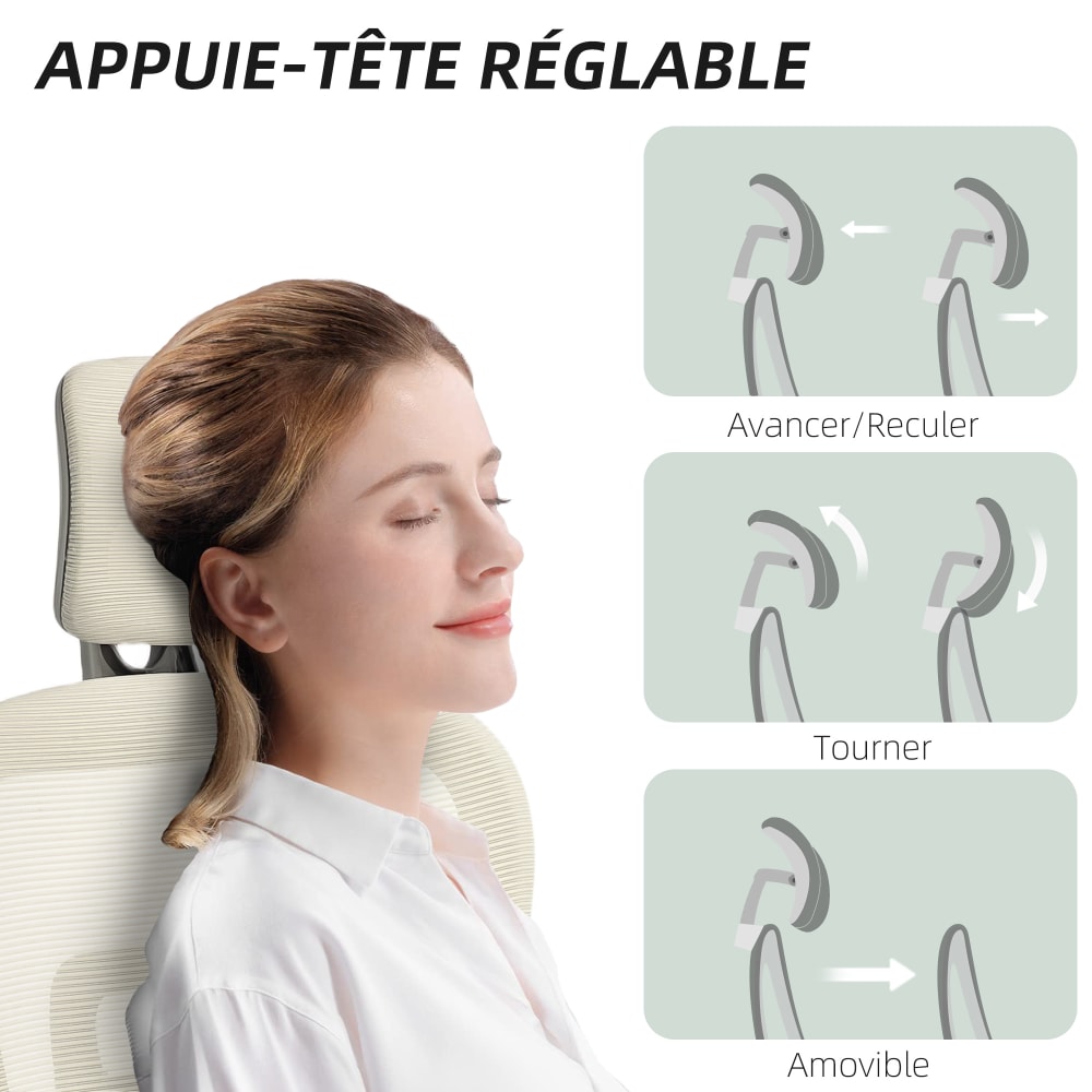 Chaise de bureau ergonomique Homcom beige avec dossier inclinable et repose-pieds — vue 6