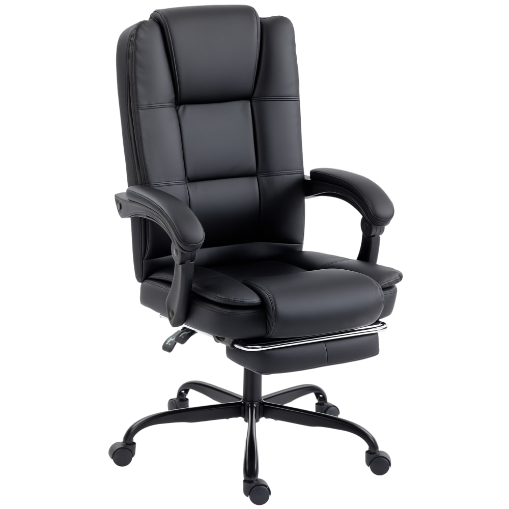 Chaise de bureau ergonomique Homcom noire avec dossier haut et repose-pieds rétractable