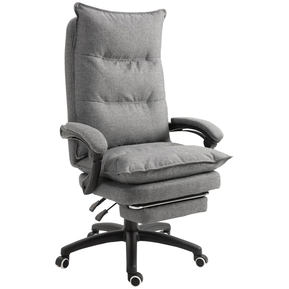 Chaise de bureau massante Vinsetto grise avec dossier inclinable et repose-pieds rétractable