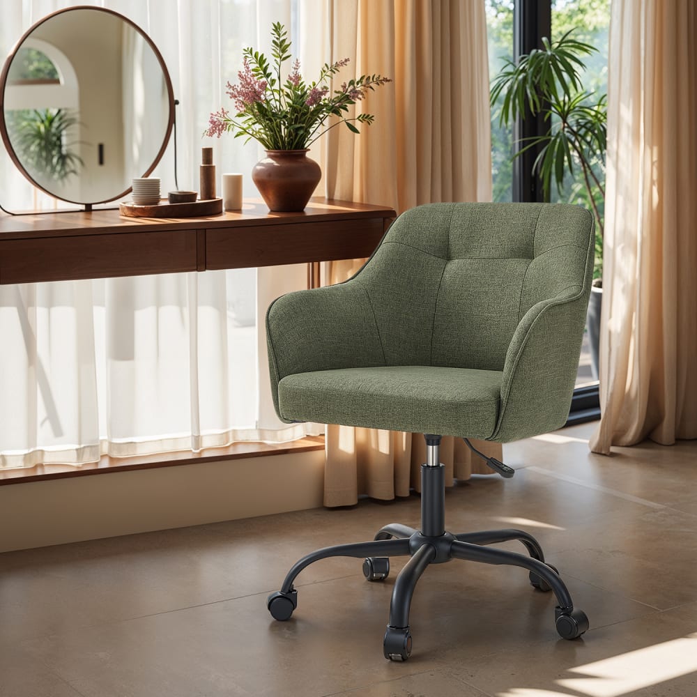 Chaise de bureau SONGMICS verte en tissu coton-lin avec assise rembourrée — vue 7