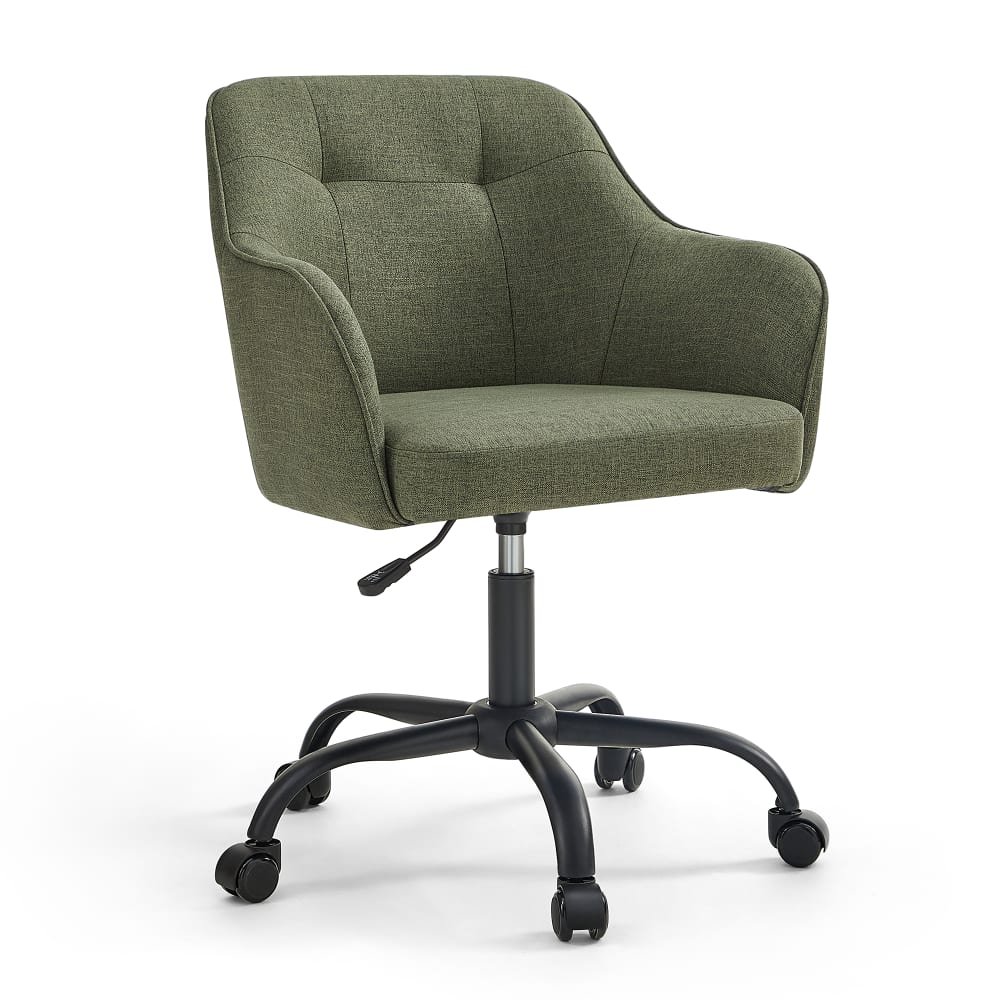 Chaise de bureau SONGMICS verte en tissu coton-lin avec assise rembourrée