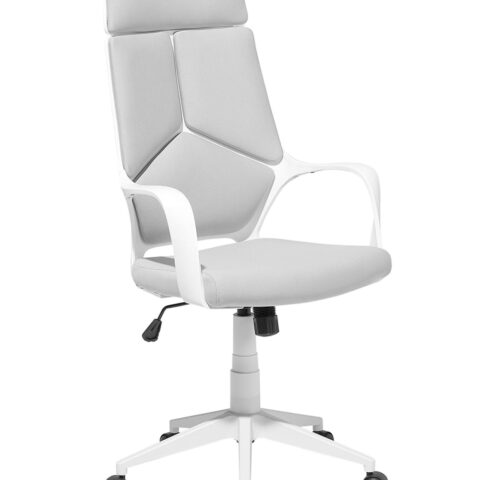 Chaise de bureau Beliani gris clair avec dossier haut et appui-tête