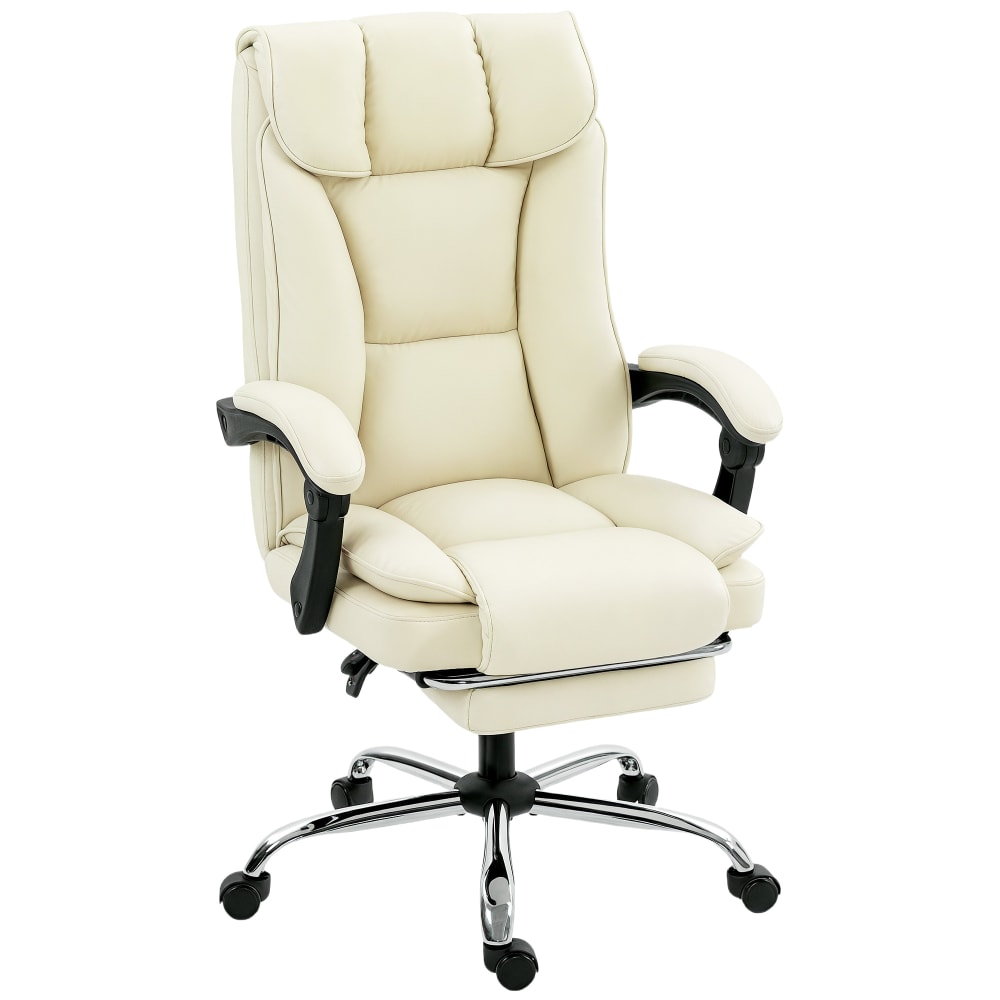Chaise de bureau inclinable Homcom beige avec repose-pieds intégré